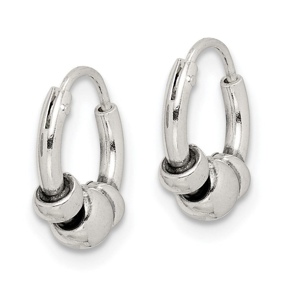 Sterling Silver Tiny Beaded Endless Hoop Earrings - Product Photo