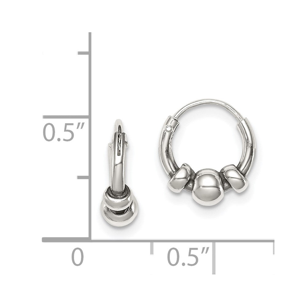 Sterling Silver Tiny Beaded Endless Hoop Earrings - Product Photo