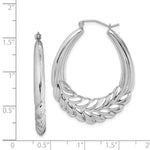 Sterling Silver Rhodium-plated Polished Wheat Shrimp Oval Hoop Earrings - Product Photo
