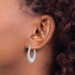 Sterling Silver Rhodium-plated Polished Shrimp Oval Hoop Earrings - Product Photo