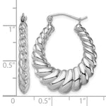 Sterling Silver Rhodium-plated Polished Shrimp Oval Hoop Earrings - Product Photo