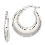 Sterling Silver Polished & Tapered Round Hoop Earrings - Product Photo