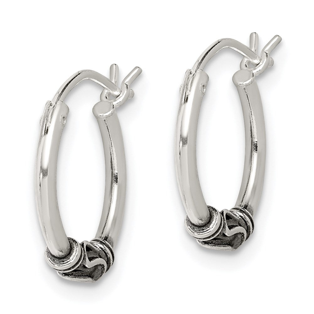 Sterling Silver Antiqued Hoop Earrings - Product Photo