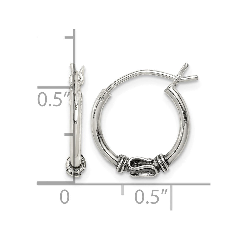 Sterling Silver Antiqued Hoop Earrings - Product Photo