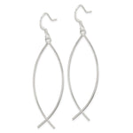 Sterling Silver Polished Ichthus Dangle Earrings - Product Photo