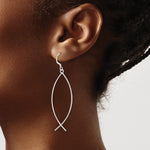 Sterling Silver Polished Ichthus Dangle Earrings - Product Photo
