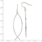 Sterling Silver Polished Ichthus Dangle Earrings - Product Photo