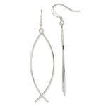 Sterling Silver Polished Ichthus Dangle Earrings - Product Photo