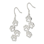 Sterling Silver Four Paw Prints Earrings - Product Photo