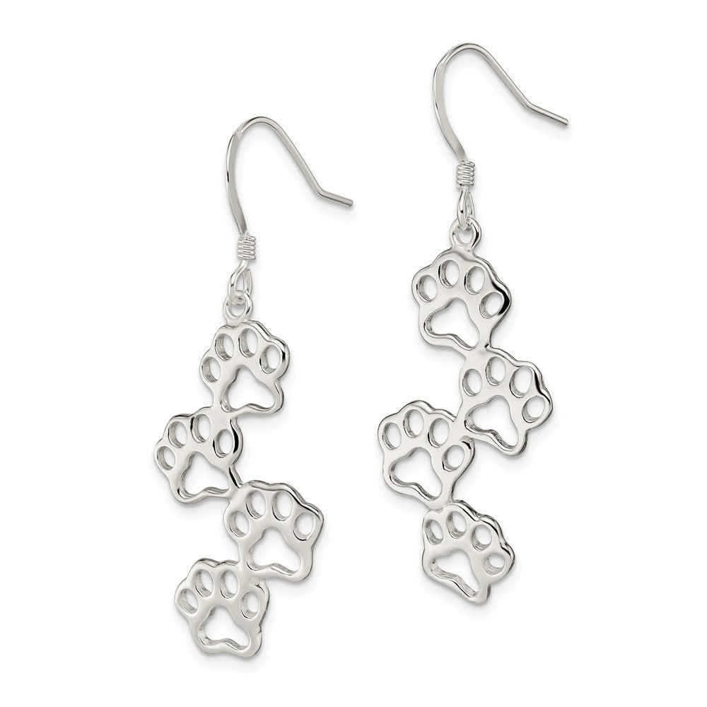 Sterling Silver Four Paw Prints Earrings - Product Photo