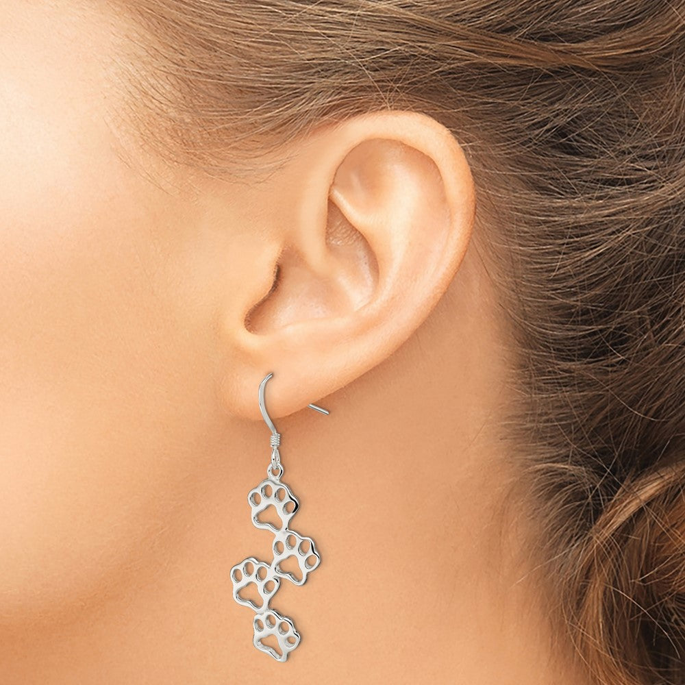 Sterling Silver Four Paw Prints Earrings - Product Photo