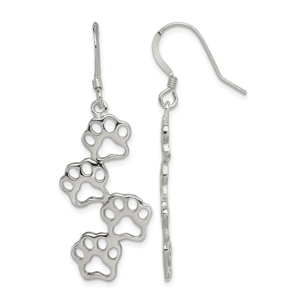 Sterling Silver Four Paw Prints Earrings - Product Photo