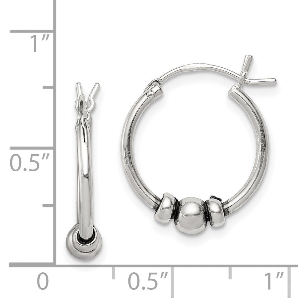 Sterling Silver Antiqued Hoop Earrings - Product Photo