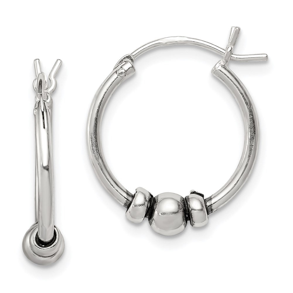 Sterling Silver Antiqued Hoop Earrings - Product Photo