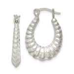 Sterling Silver Polished Shrimp Oval Hoop Earrings - Product Photo