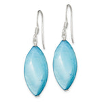 Sterling Silver Polished Blue Mother of Pearl Marquise Dangle Earrings - Product Photo
