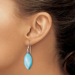 Sterling Silver Polished Blue Mother of Pearl Marquise Dangle Earrings - Product Photo