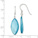 Sterling Silver Polished Blue Mother of Pearl Marquise Dangle Earrings - Product Photo