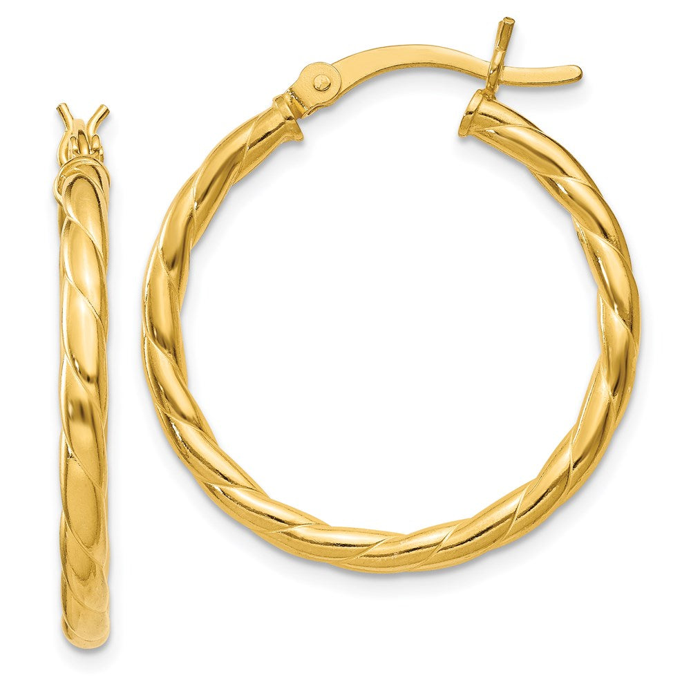 Sterling Silver Gold Flash Plated Twisted 3x25mm Hoop Earrings - Product Photo