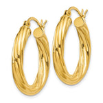Sterling Silver Gold Flash Plated Twisted 4x25mm Hoop Earrings - Product Photo