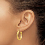 Sterling Silver Gold Flash Plated Twisted 4x25mm Hoop Earrings - Product Photo
