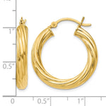 Sterling Silver Gold Flash Plated Twisted 4x25mm Hoop Earrings - Product Photo