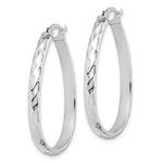 Sterling Silver Rhodium-plated 4mm Textured Hoop Earrings - Product Photo