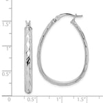 Sterling Silver Rhodium-plated 4mm Textured Hoop Earrings - Product Photo