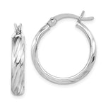 Sterling Silver Rhodium-plated Textured 20mm Hoop Earrings - Product Photo