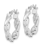 Sterling Silver Rhodium Plated Twisted 3.5x20mm Hoop Earrings - Product Photo