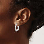 Sterling Silver Rhodium Plated Twisted 3.5x20mm Hoop Earrings - Product Photo