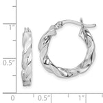 Sterling Silver Rhodium Plated Twisted 3.5x20mm Hoop Earrings - Product Photo