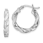 Sterling Silver Rhodium Plated Twisted 3.5x20mm Hoop Earrings - Product Photo