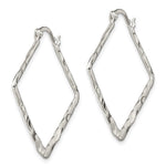 Sterling Silver Rhod-pltd Polished/Hammered Square Hoop Earrings - Product Photo