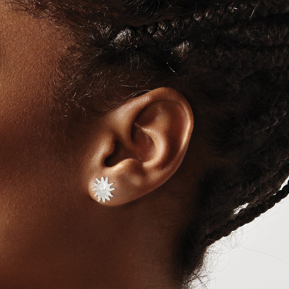 Sterling Silver Sun Mini Earrings - Product Photo