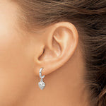 Sterling Silver Polished Puff Heart Dangle Hoop Earrings - Product Photo