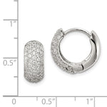 Sterling Silver Rhodium-plated CZ Hinged Hoop Earrings - Product Photo