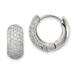 Sterling Silver Rhodium-plated CZ Hinged Hoop Earrings - Product Photo