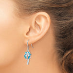 Sterling Silver Rhod-pltd Created Blue Opal Inlay Palm Tree Dangle Earrings - Product Photo