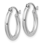 Sterling Silver Rhodium-plated 2mm Round Hoop Earrings - Product Photo