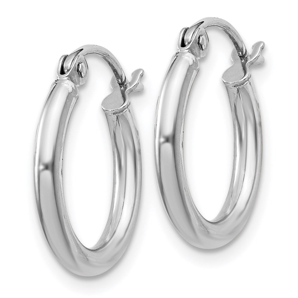 Sterling Silver Rhodium-plated 2mm Round Hoop Earrings - Product Photo