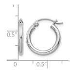 Sterling Silver Rhodium-plated 2mm Round Hoop Earrings - Product Photo
