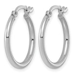 Sterling Silver Rhodium-plated 2mm Round Hoop Earrings - Product Photo