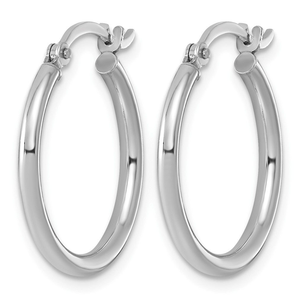 Sterling Silver Rhodium-plated 2mm Round Hoop Earrings - Product Photo