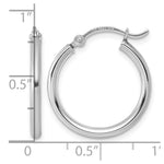 Sterling Silver Rhodium-plated 2mm Round Hoop Earrings - Product Photo