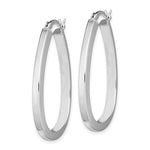 Sterling Silver Rhodium-plated Square Tube 4mm Teardrop Hoop Earrings - Product Photo