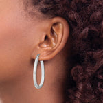 Sterling Silver Rhodium-plated Square Tube 4mm Teardrop Hoop Earrings - Product Photo