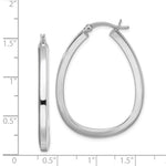 Sterling Silver Rhodium-plated Square Tube 4mm Teardrop Hoop Earrings - Product Photo