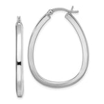 Sterling Silver Rhodium-plated Square Tube 4mm Teardrop Hoop Earrings - Product Photo