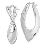 Sterling Silver RH-plated Polished Hollow Twisted Oval Hoop Earrings - Product Photo